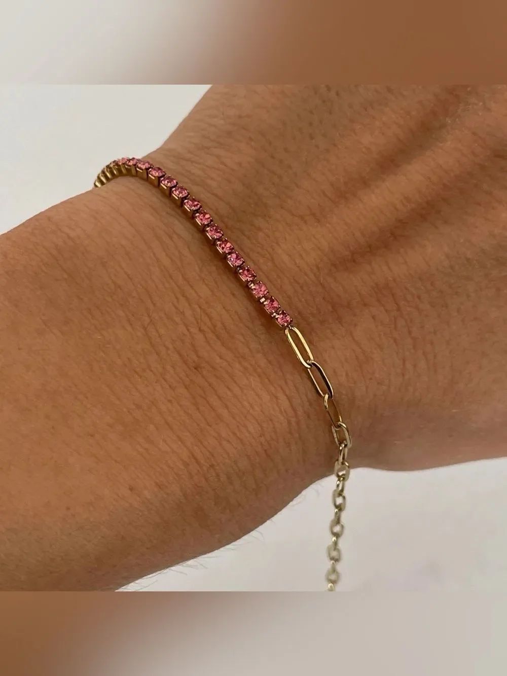 Pink tennis bracelet Q1052